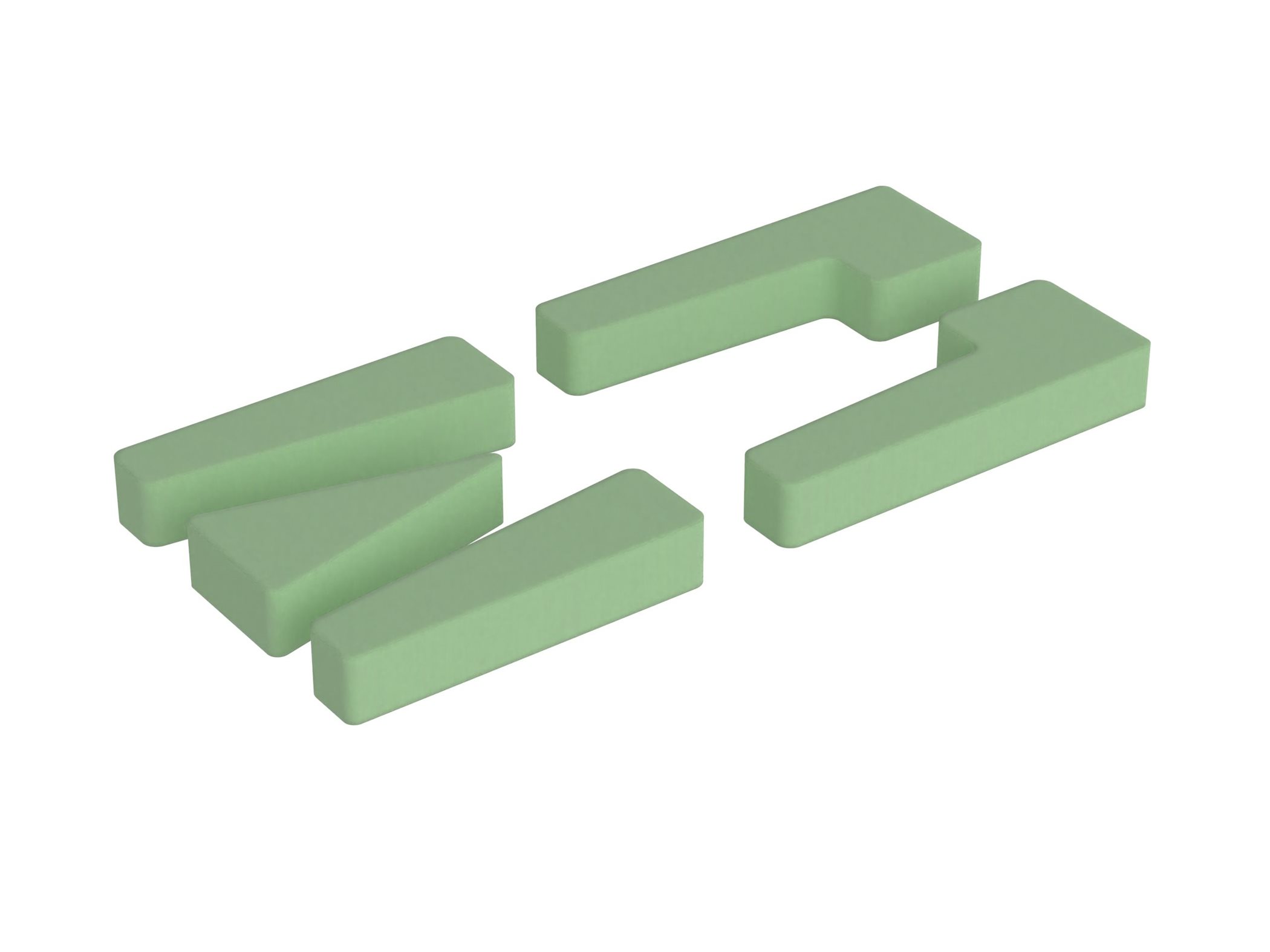 Set of positioning wedge for beds with lat. tilt